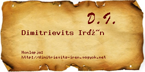 Dimitrievits Irén névjegykártya